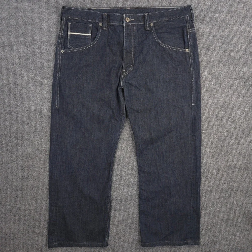 Levis 569 Jeans Mens 38X27* Blue Loose Straight Flap Pockets Dark Wash‎ Denim